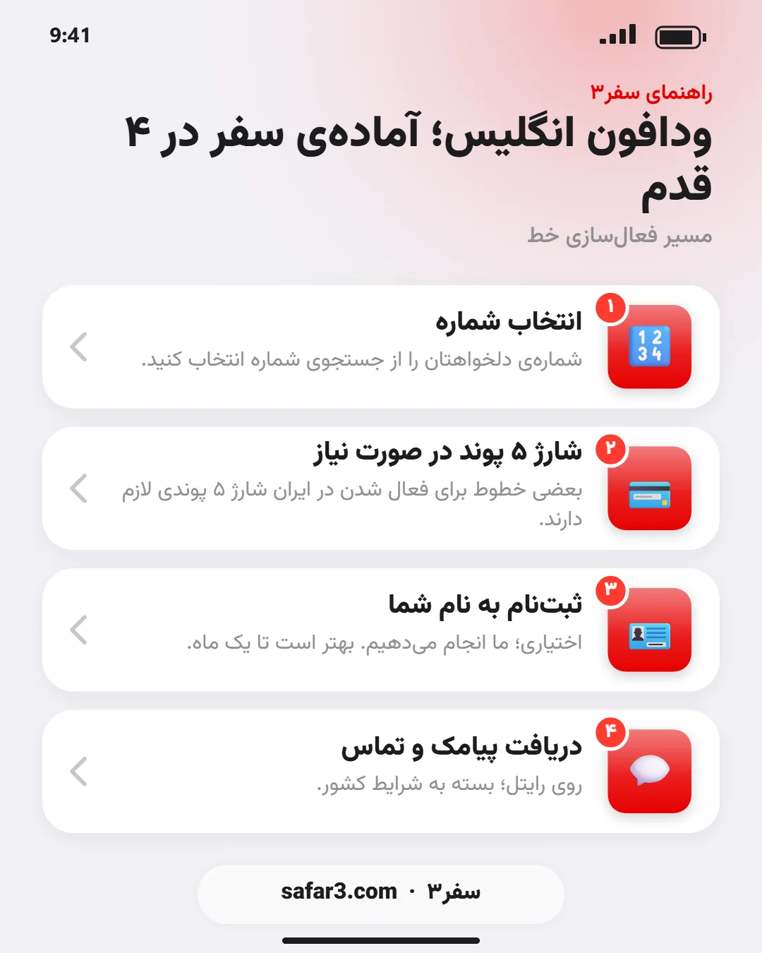 راهنمای فعالسازی ودافون انگلیس در سفر۳