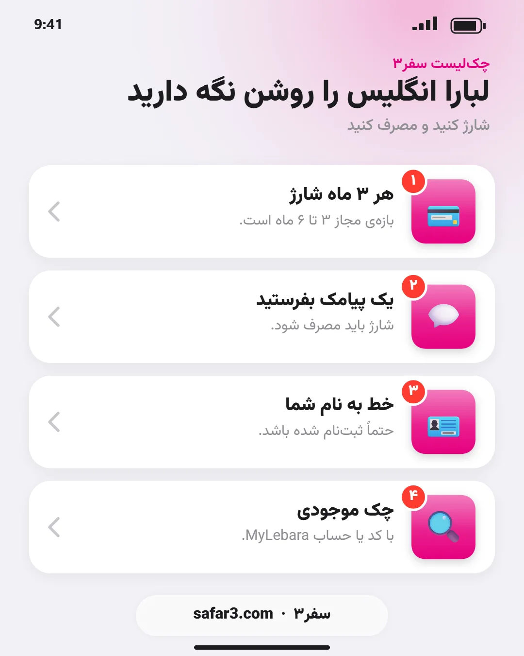 چک‌لیست فعال ماندن خط لبارا انگلیس